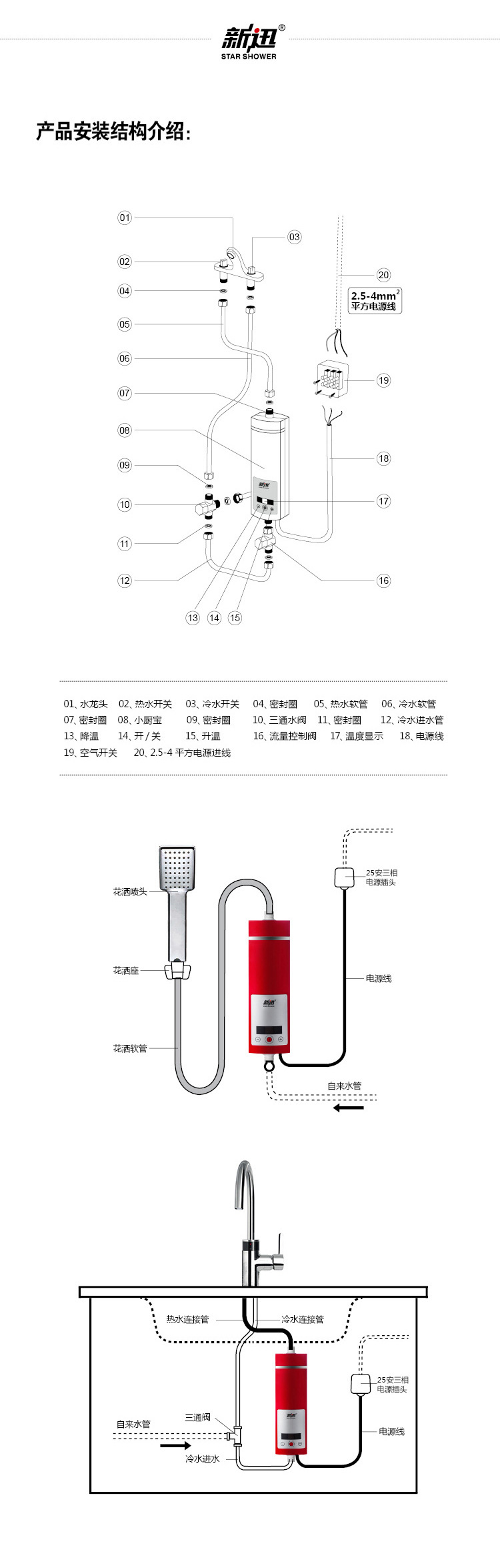 新迅恒温小厨宝即热式电热水器厨房菜盆淋浴洗澡16年品牌诚邀加盟