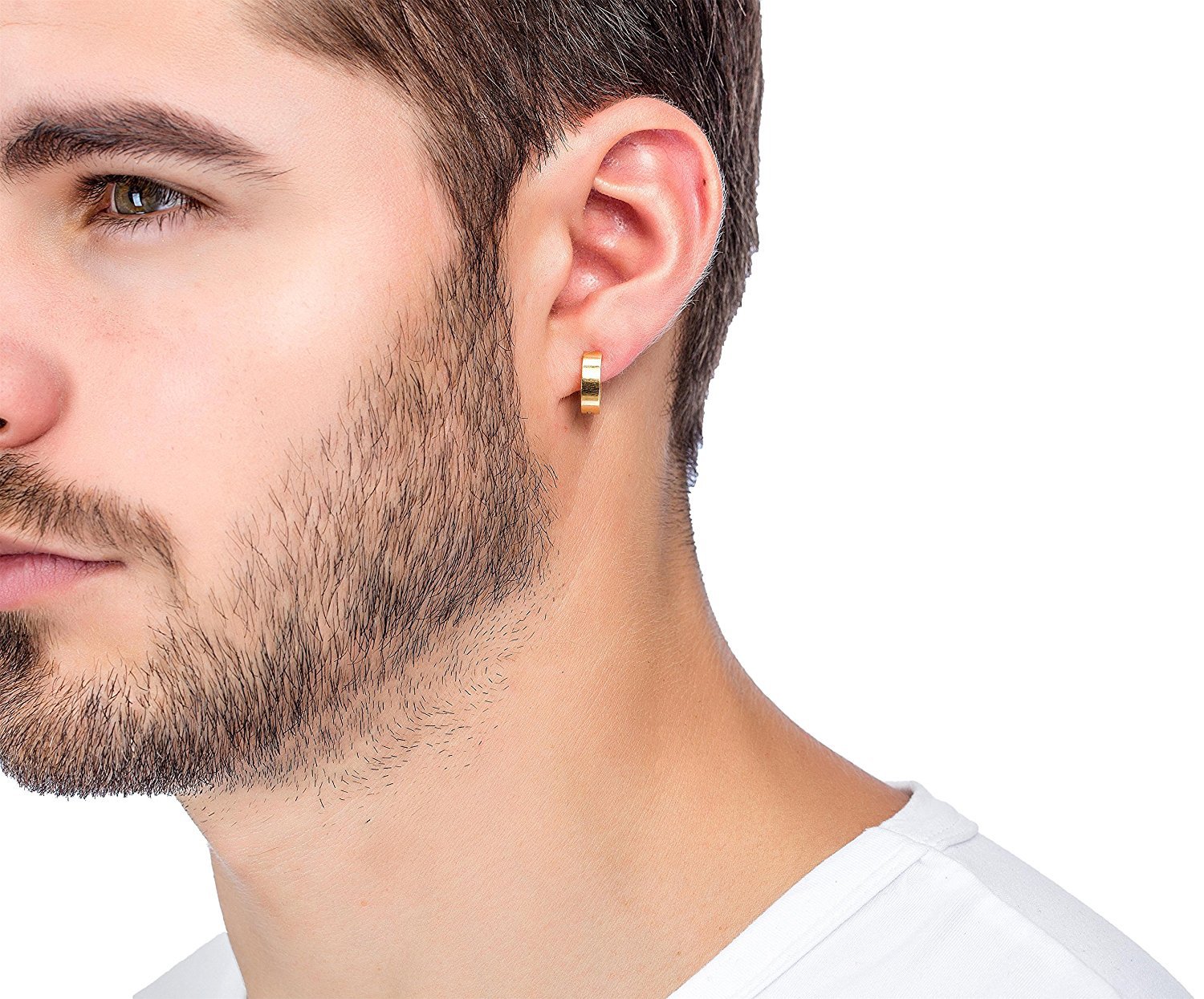 简约圆形耳环耳夹 男耳环 欧美亚马逊爆款耳环 不锈钢耳环