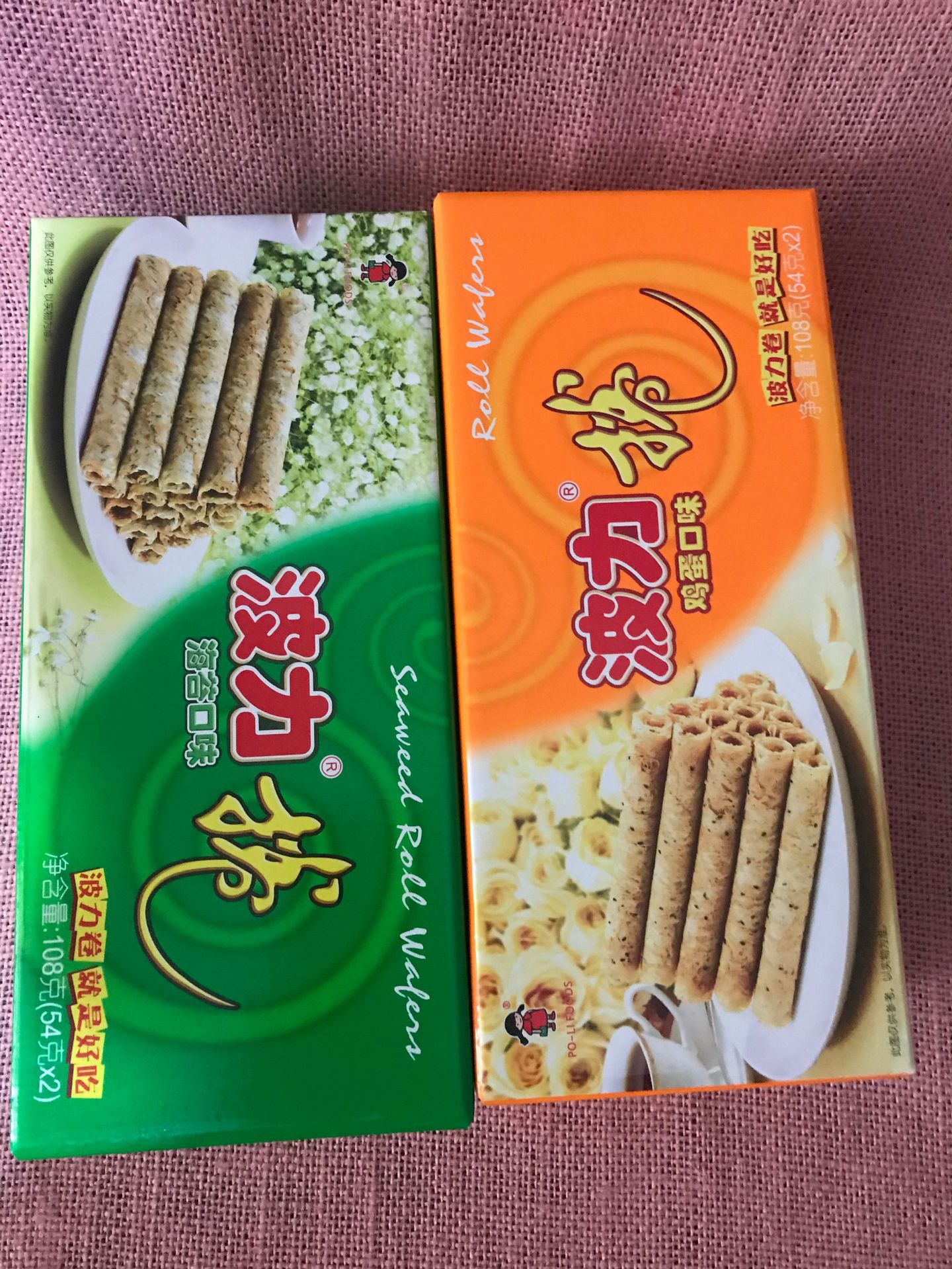 波力卷海苔口味鸡蛋口味波力卷一箱108克24盒