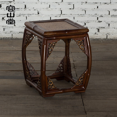 容山堂竹茗 中式竹制凳子 仿古茶桌茶台 竹椅子花架 茶室 茶具