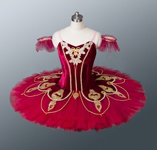 红色丝绒专业芭蕾tutu定制芭蕾舞台表演服装经典芭蕾蓬蓬裙外销