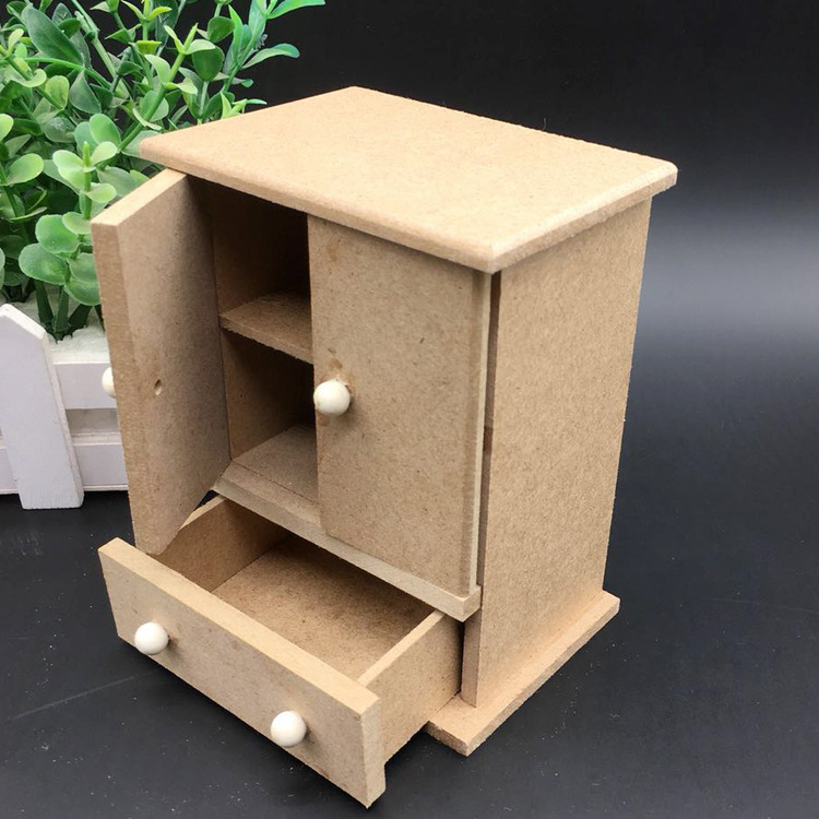 儿童手工制作创意diy收纳盒 珍珠泥粘土木制衣柜白胚 益智玩具