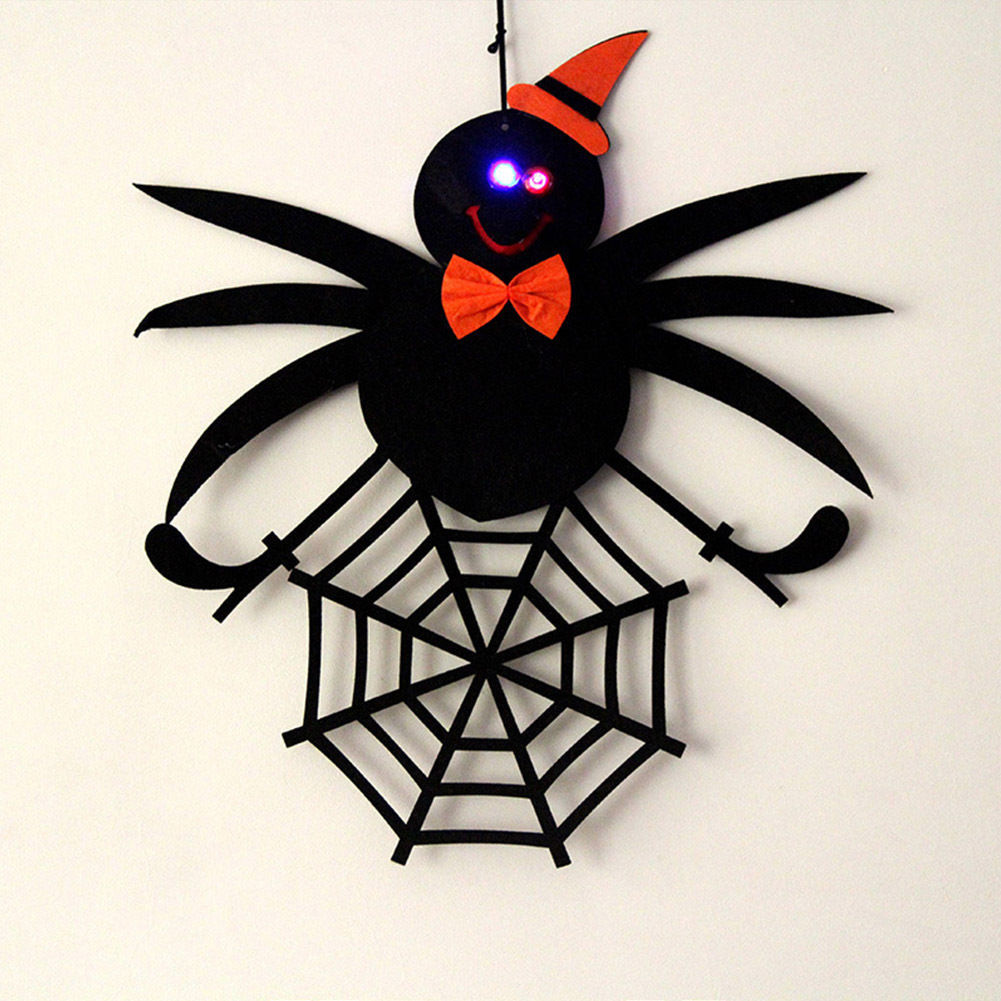 万圣节酒吧ktv 幼儿园场景布置装饰用品 发光无纺布蜘蛛吊饰