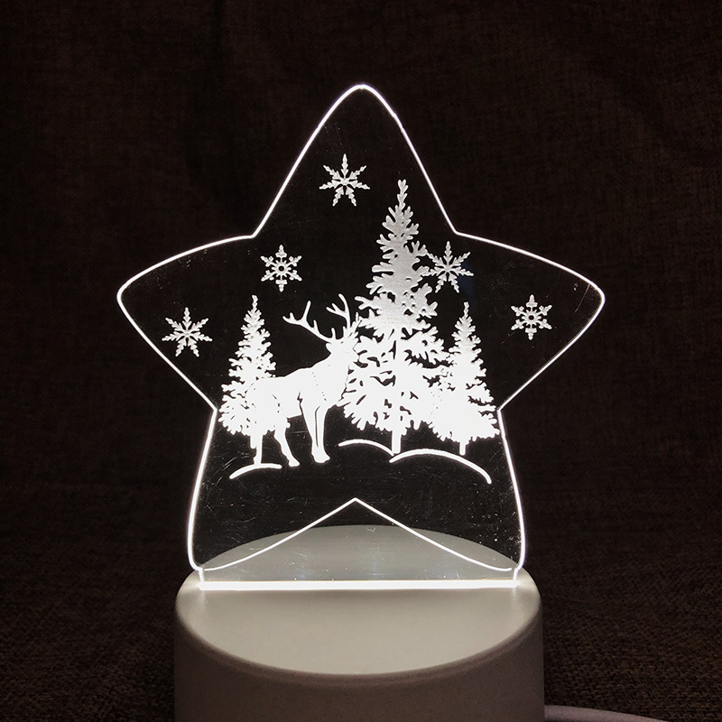 亚克力激光雕刻加工3d灯片小夜灯导光板透明打标立体图案logo