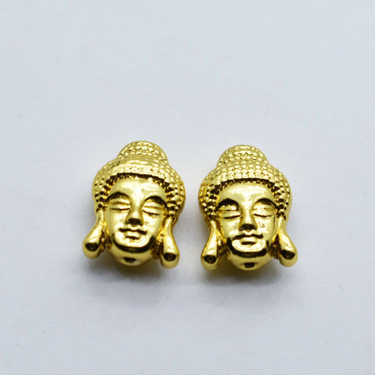 保色双面大耳朵佛头12*16mm镀真金保色佛像穿孔配件