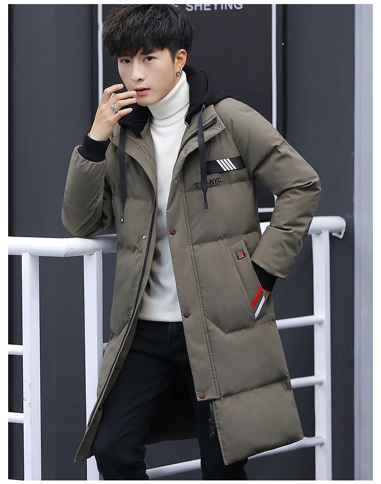 2020冬新款棉衣男中长款加厚保暖连帽棉大衣男都市休闲时尚男装