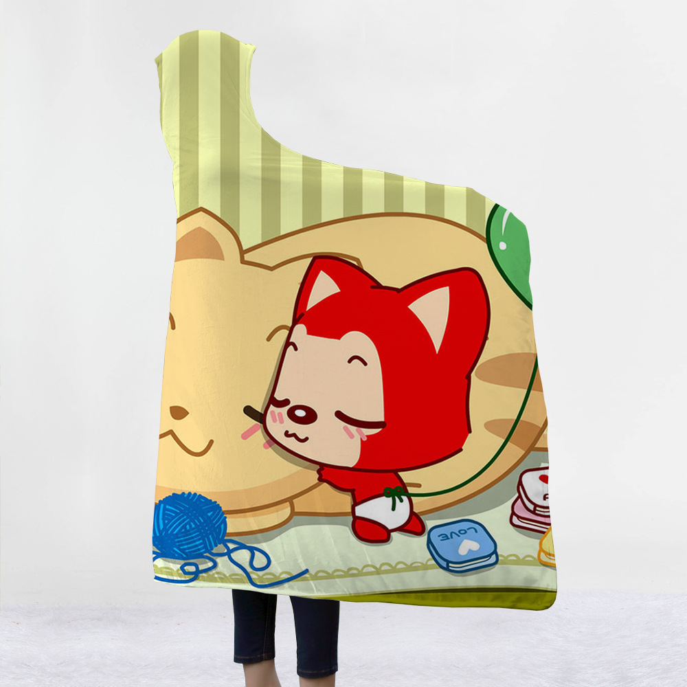 新款连帽毛毯新品 家居毯 儿童毯 加厚毯 双层毯 可爱卡通系列