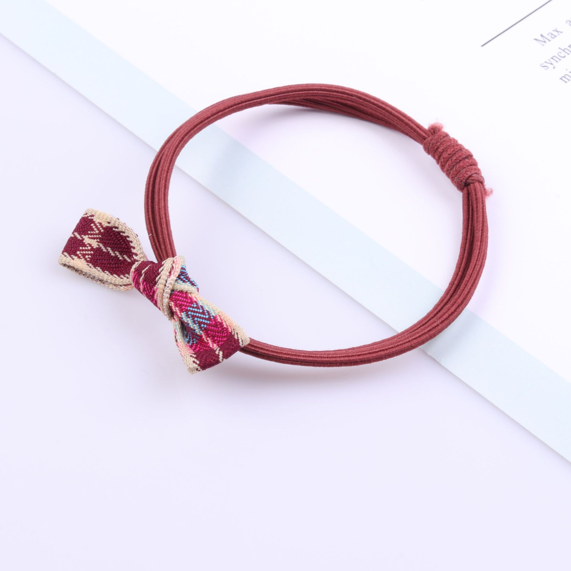 格子蝴蝶结头绳 小清新简约个性森女系发圈扎头发马尾橡皮筋发绳