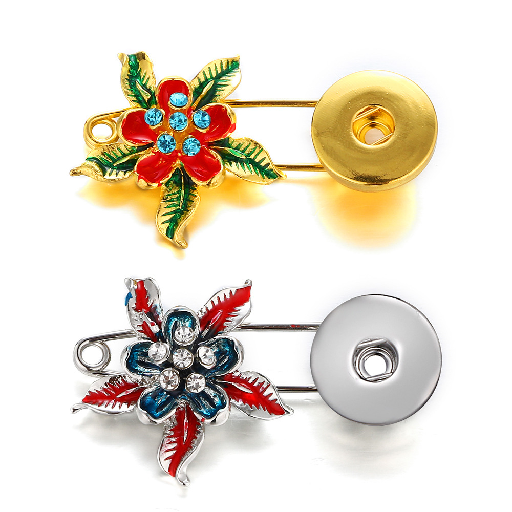 速卖通ebay亚马逊马状18mm 纽扣胸针noosa扣子合金女士花状胸针
