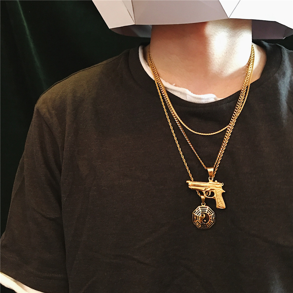 hiphop嘻哈18k金钛钢麻花链 欧美时尚男女说唱不锈钢大金链子饰品