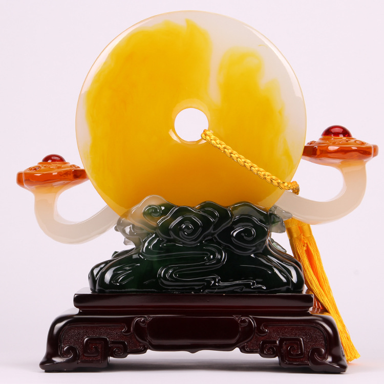 玉石平安如意平安扣摆件新中式客厅桌面摆设乔迁新居朋友开业礼品