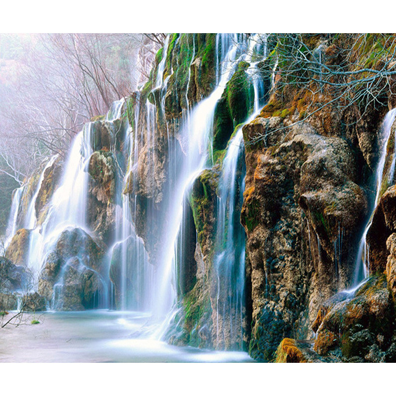 diy钻石画满钻 新款瀑布风景 贴钻十字绣 跨境亚马逊货源批发