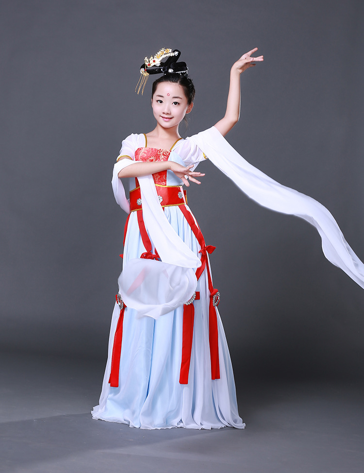 新款飞天舞蹈服水袖舞台服儿童嫦娥古装服装仙女飘逸古典演出服