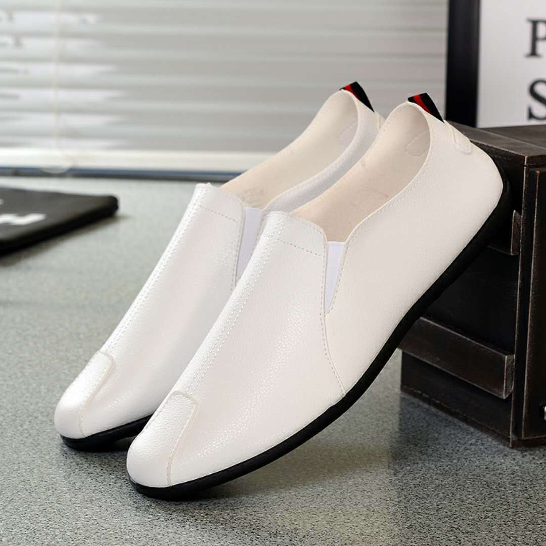 New Solid Color Men's Slip-on Beanie Shoes round Toe Flat Heel Casual Pumps Low-Top Slip-on Slip-on Beanie Shoes Internet Celebrity Generation Hair