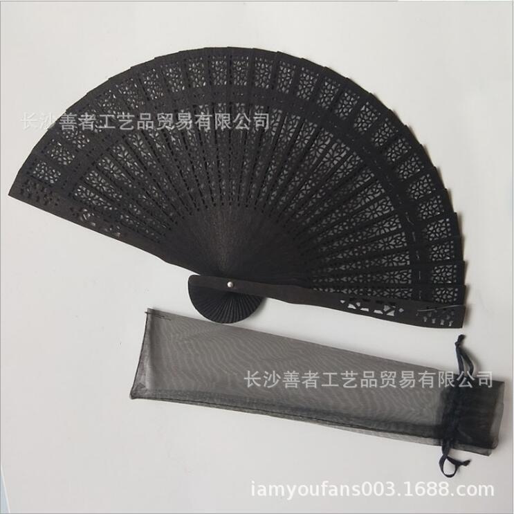 Wholesale Wooden Fan Color Sandalwood Fan Hollow Folding Fan Printed Wooden Crafts Fan Imitation Sandalwood Fan