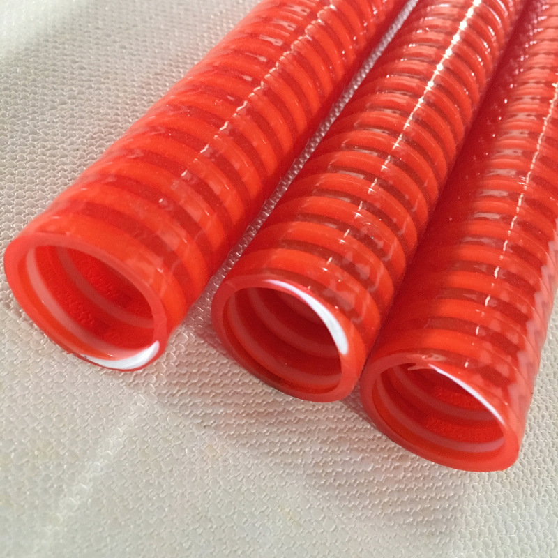 厂家直供 水泵水管pvc波纹管加厚透明红色螺纹管四季柔软内径19mm
