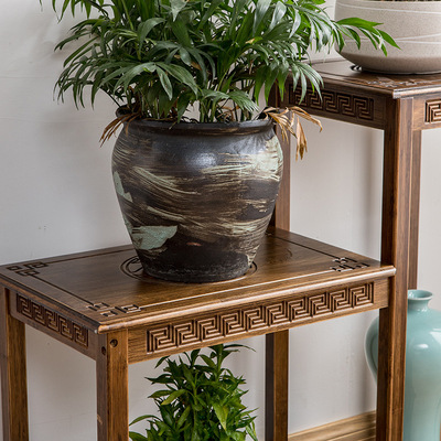 厂销楠竹客厅中式花架花盆架阳台简约现代花几实木多层落地花台花