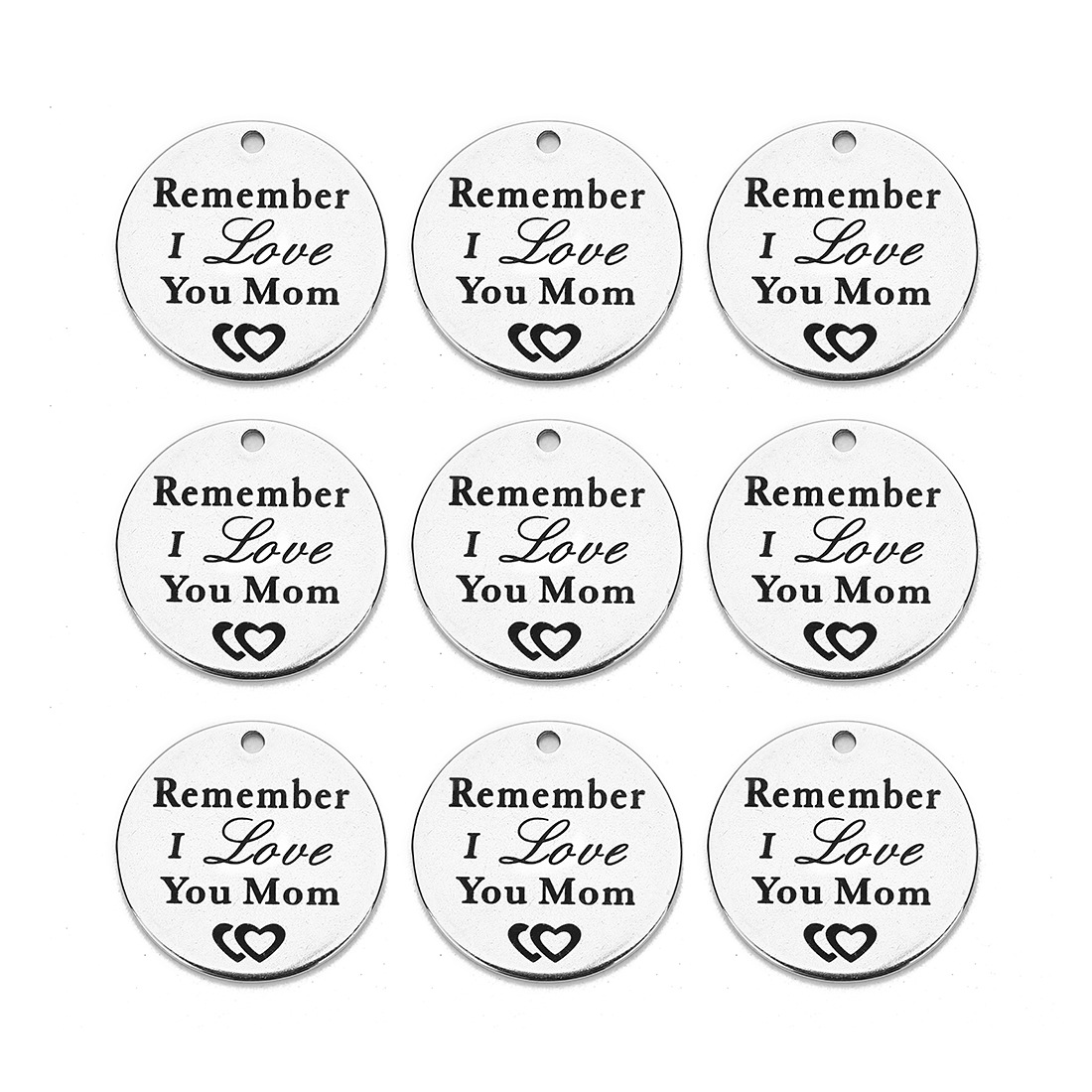 5个/包不锈钢英文字母吊牌 不锈钢刻字圆片吊坠 diy项链饰品配件