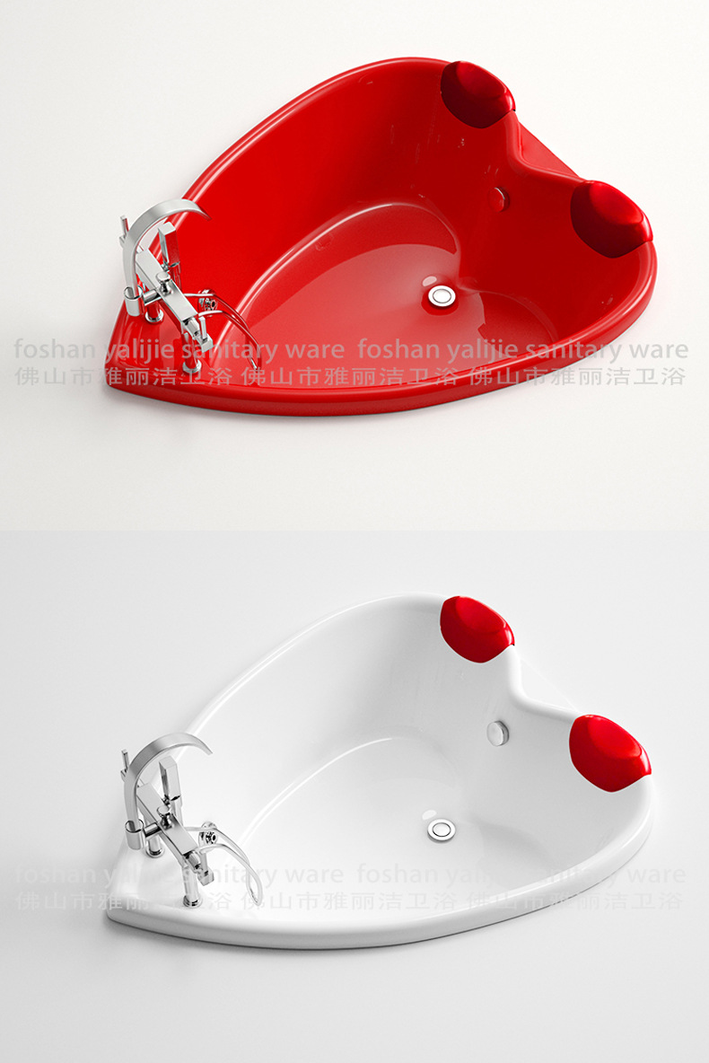 主题酒店独立式嵌入式亚克力浴缸心形情侣冲浪按摩彩灯泡泡浴浴缸