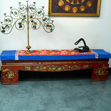 中式古典家居布艺 孔雀牡丹灯芯绒 桌旗桌布床旗柜旗