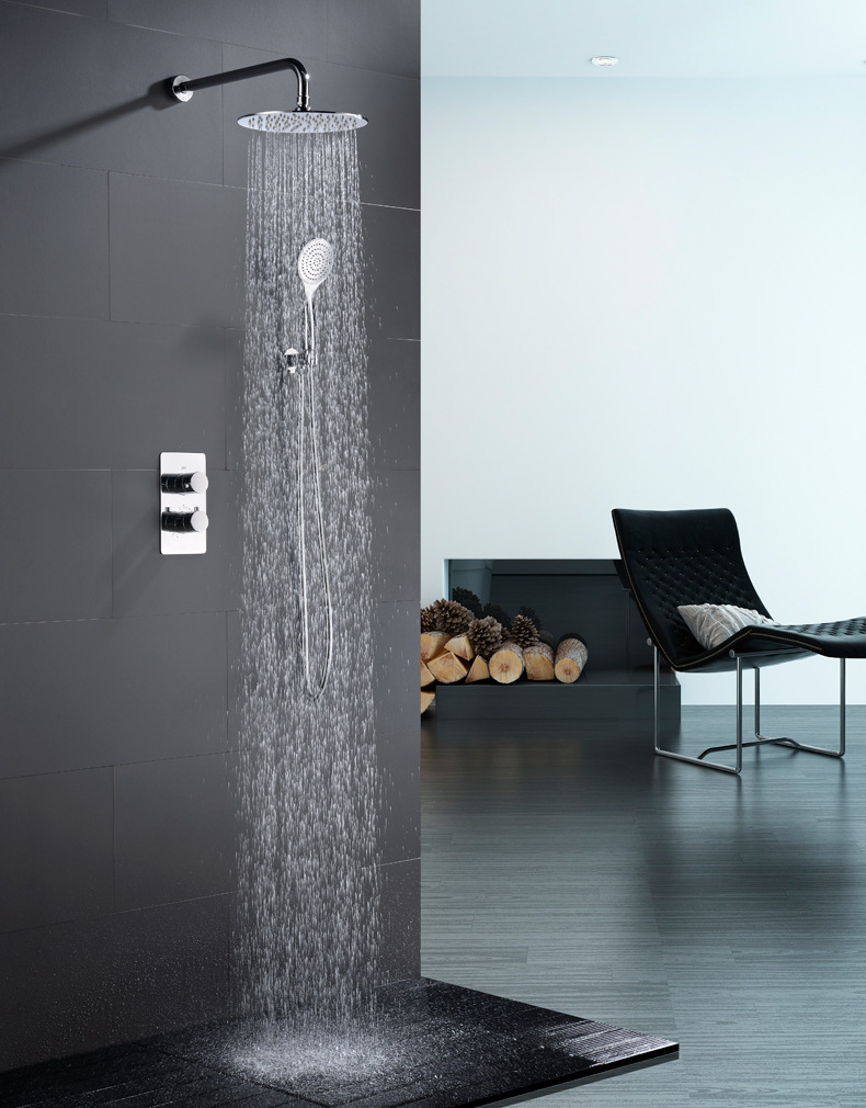 德国全铜冷热恒温暗装淋浴花洒套装 嵌入墙式隐藏淋浴花洒