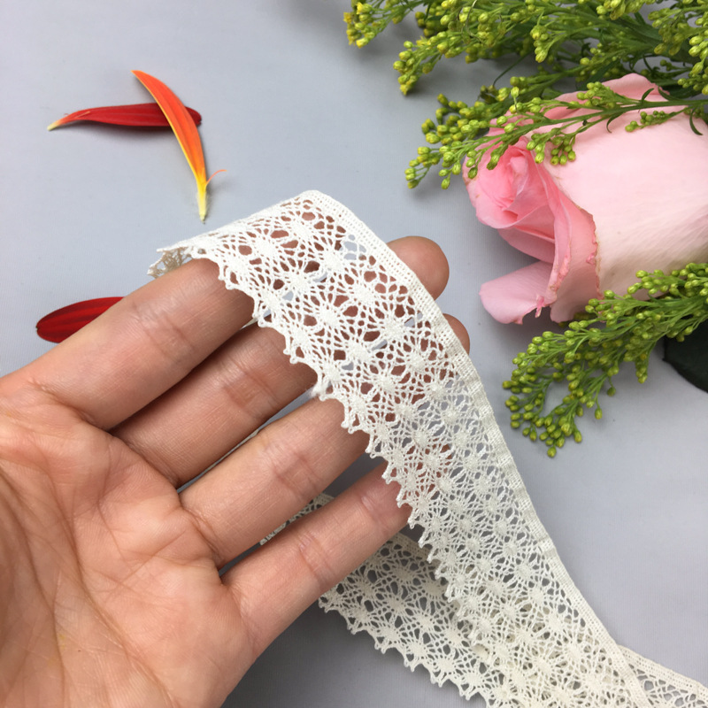 东莞花边厂圆盘机勾边全棉花边织带 diy服装花边带 现货供应