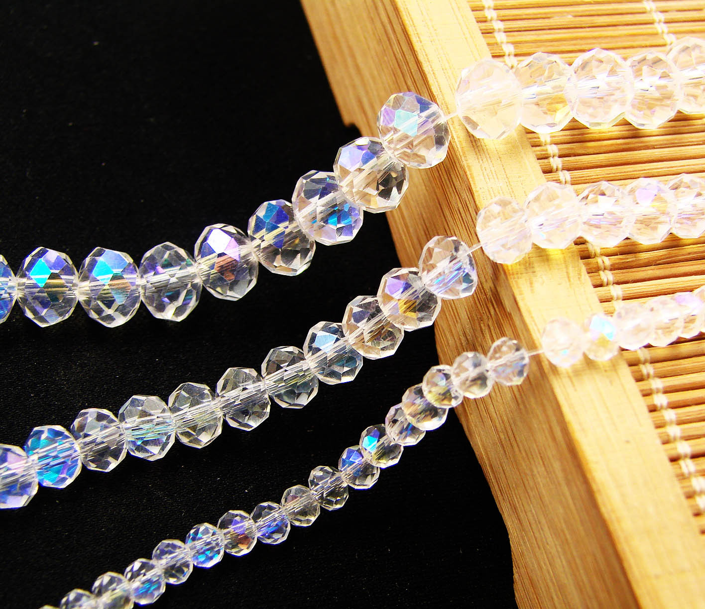 4 6 8mm水晶扁珠 进口幽兰彩 饰品配件 中间穿孔 单规格10条起