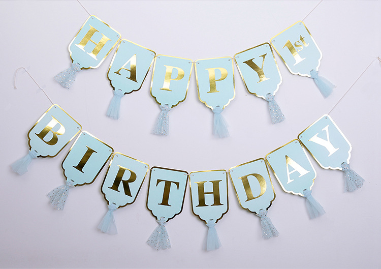 包装 opp袋 是否专利货源 否 是否进口 否 规格 烫金纱尾蓝色生日拉旗