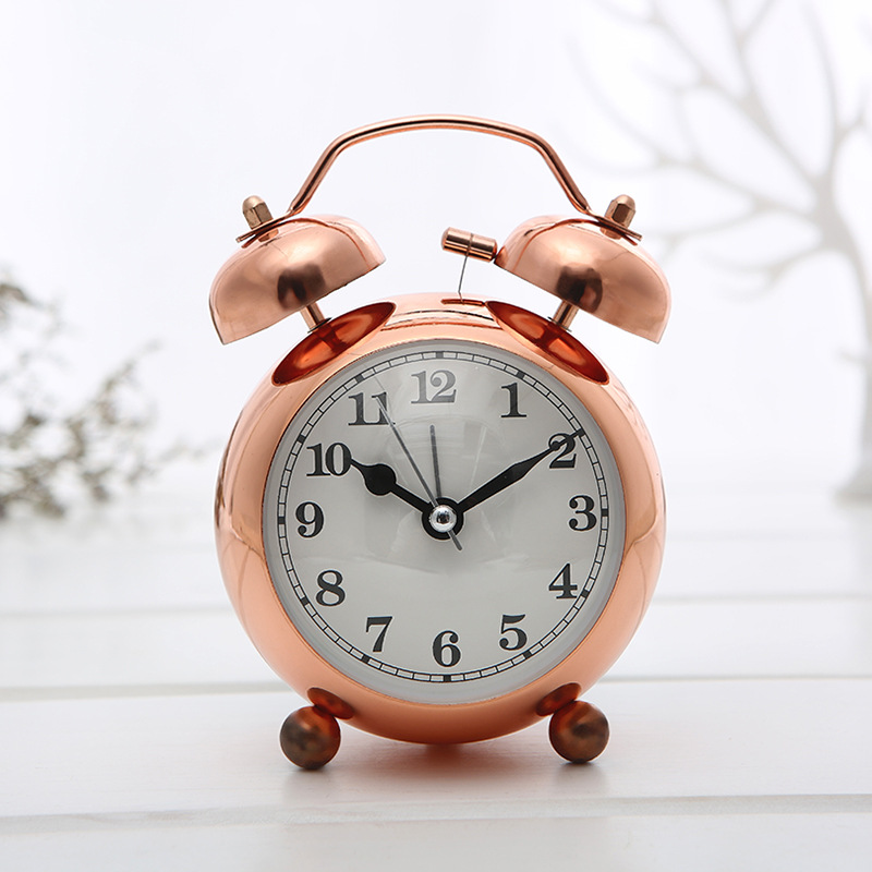 创意金属打铃闹钟机械静音夜光小闹钟时尚性懒人学生闹钟厂家批发