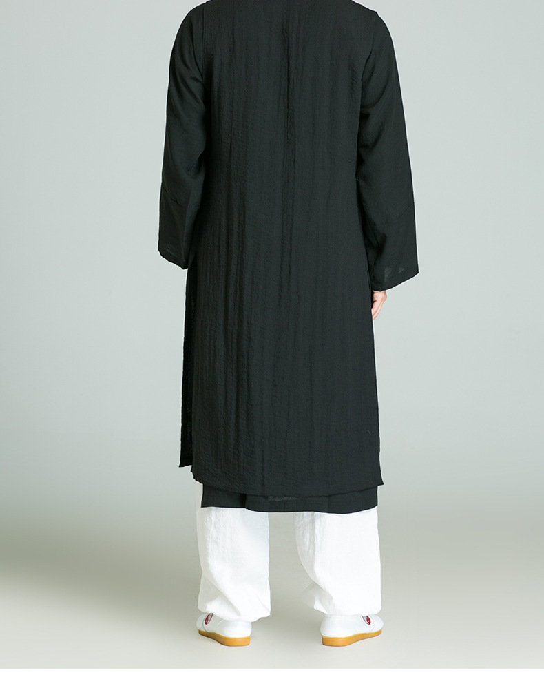 武农长款太极服套装秋季薄款透气舒适亚麻道袍道衣男道士服装批发