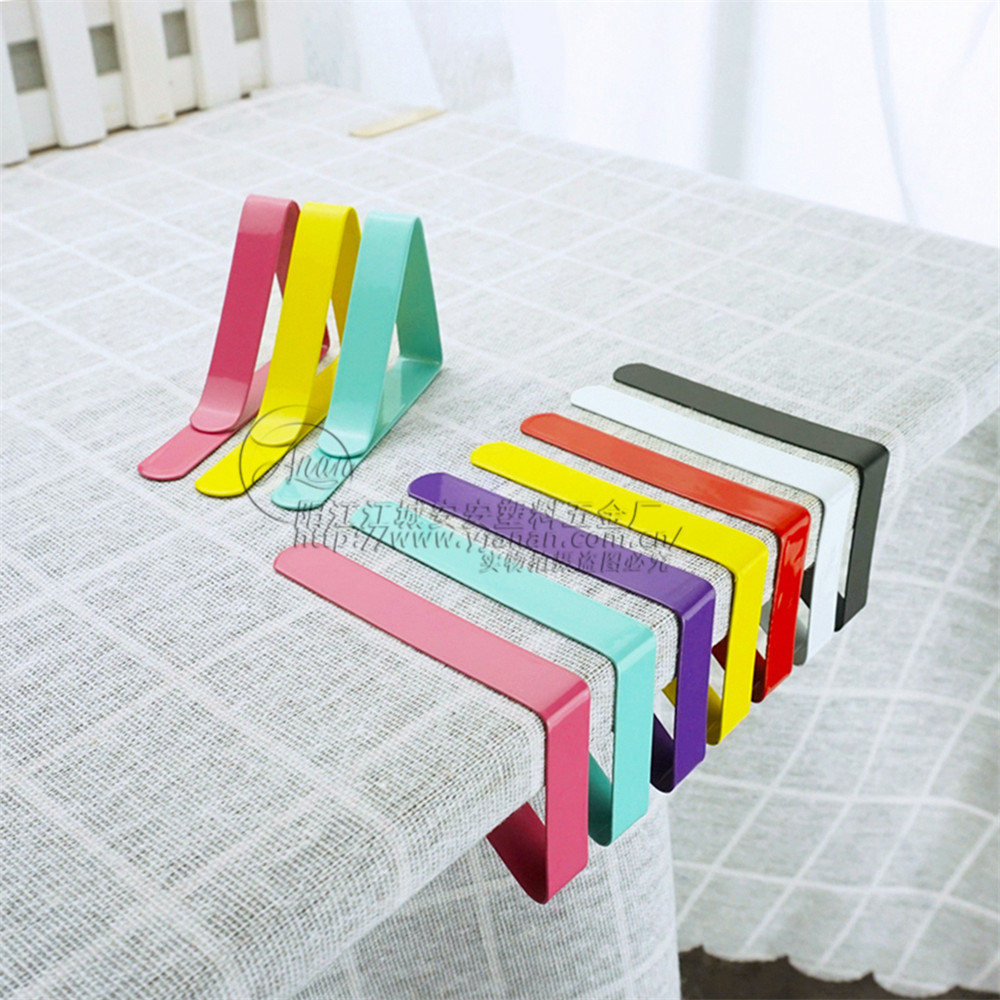 新品喷粉彩色台布夹一体成型桌布夹餐布夹酒店餐宴台夹桌布固定器