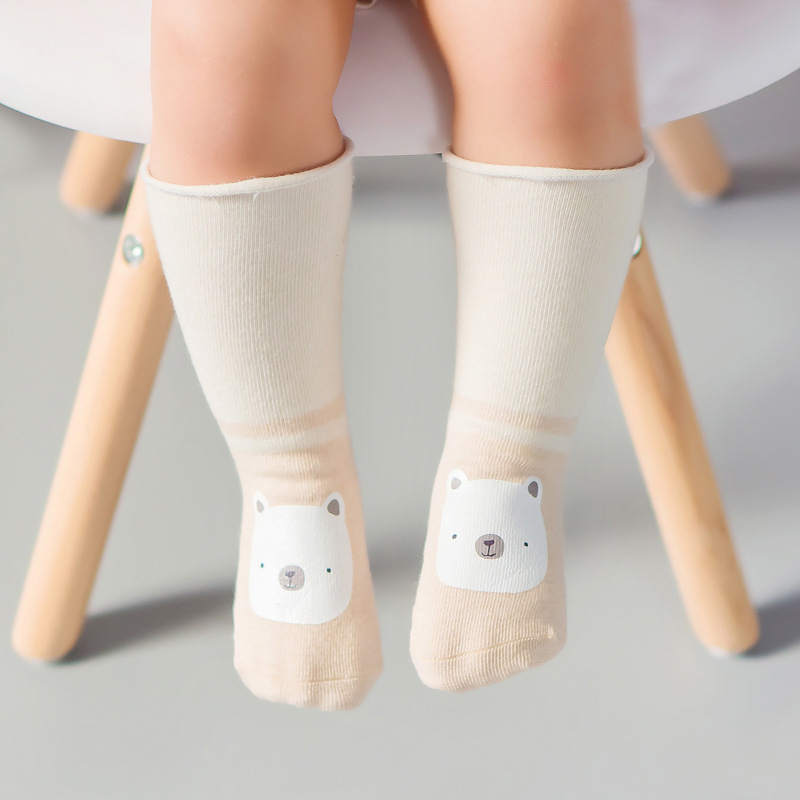 Creative Color Cotton Autumn and Winter Children Stockings Four Seasons Socks Infant Non-Slip Toddler Room Socks High Tube Clearance