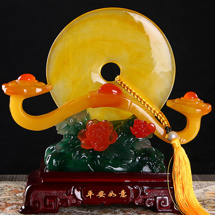 玉石平安如意平安扣摆件新中式客厅桌面摆设乔迁新居朋友开业礼品