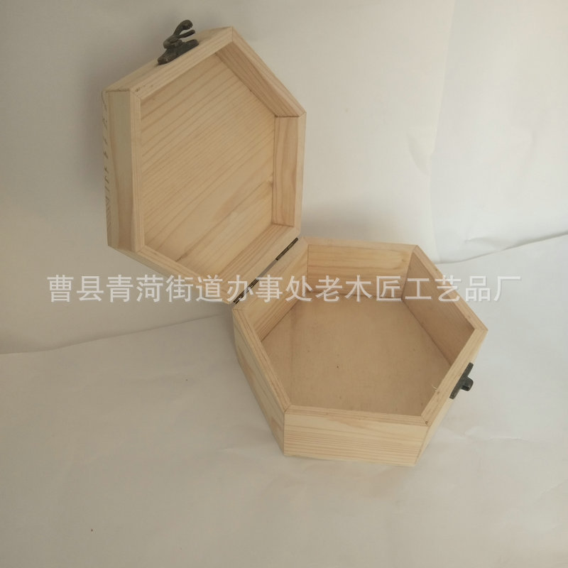 Storage Box Hexagonal Christmas Christmas Eve Fruit Wooden Box Gift Packaging Wooden Box with Lid Wooden Jewelry Box