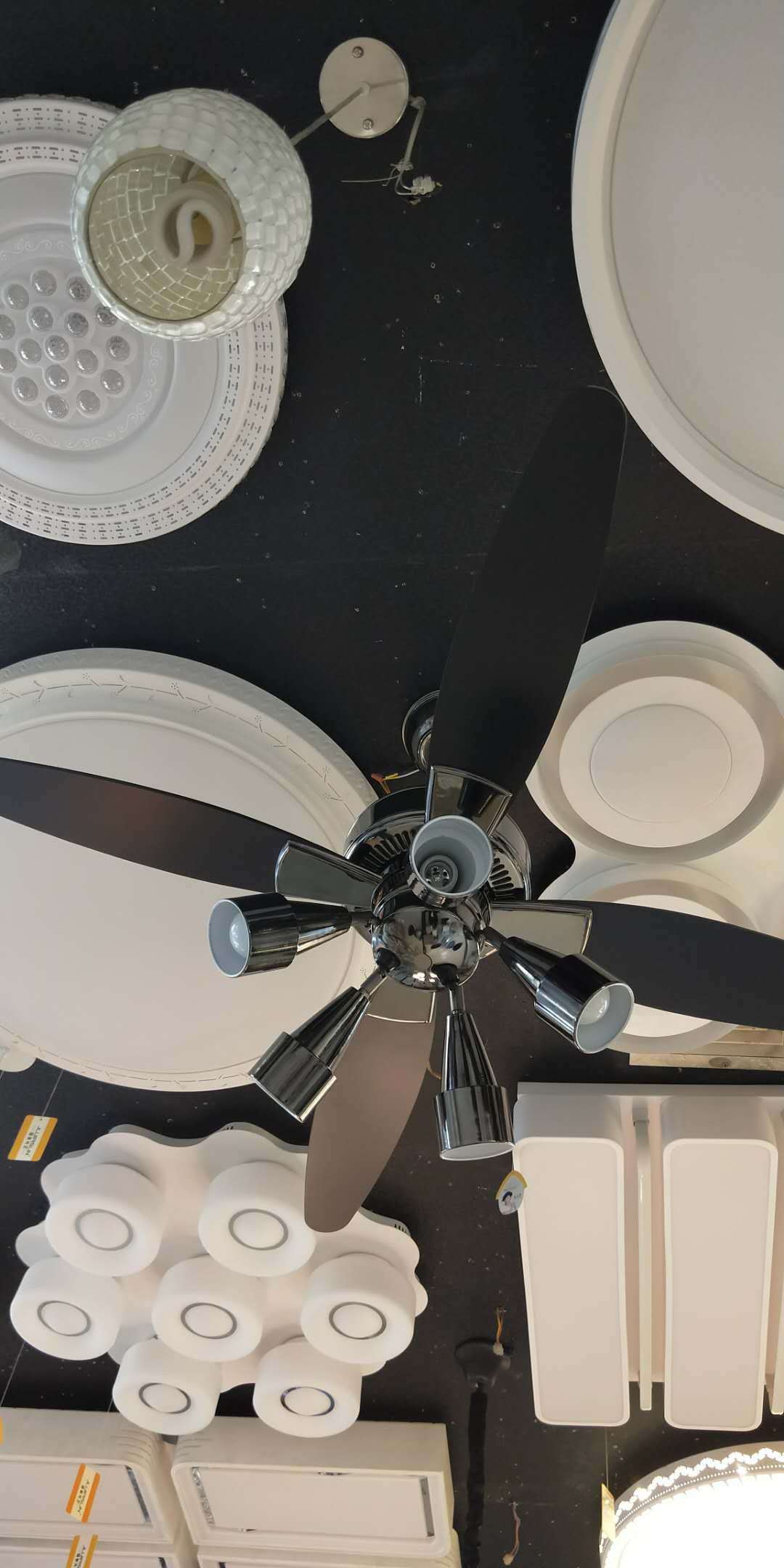 美式吊灯黑色木叶风扇灯隐形吊扇灯客厅卧室吸顶灯电风扇led吊灯