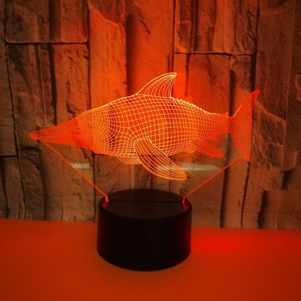 外贸新款鱼3d led灯 usb七彩触控led视觉灯 礼品节日庆典3d小台灯
