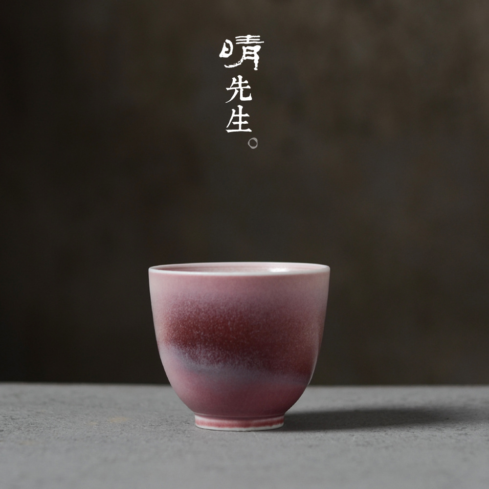 景德镇手工拉胚自然窑变开片胭红高脚杯红白酒杯景德镇陶瓷器茶杯