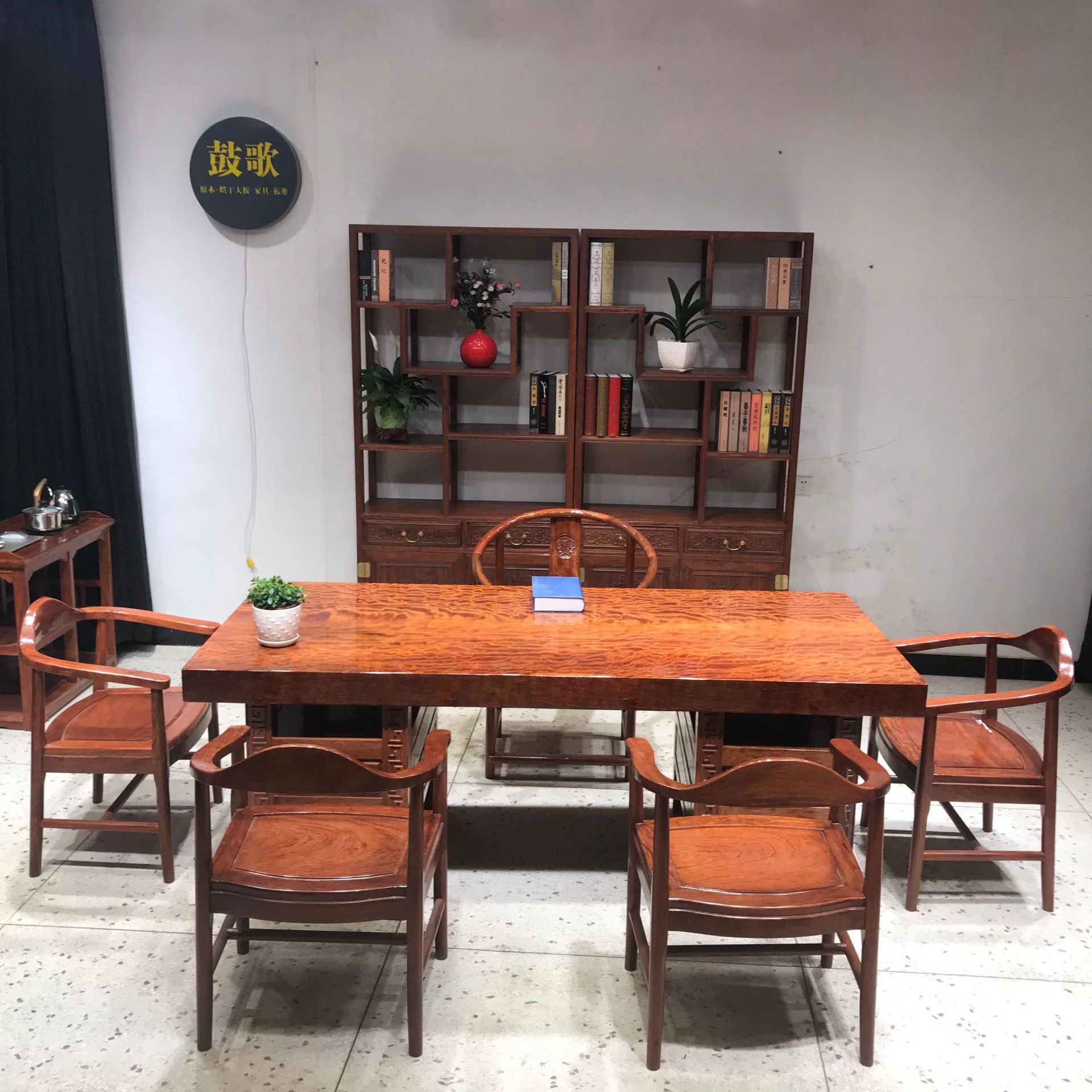 巴花大板桌实木大板桌实木大板巴花大板原木奥坎大板桌茶桌大班桌