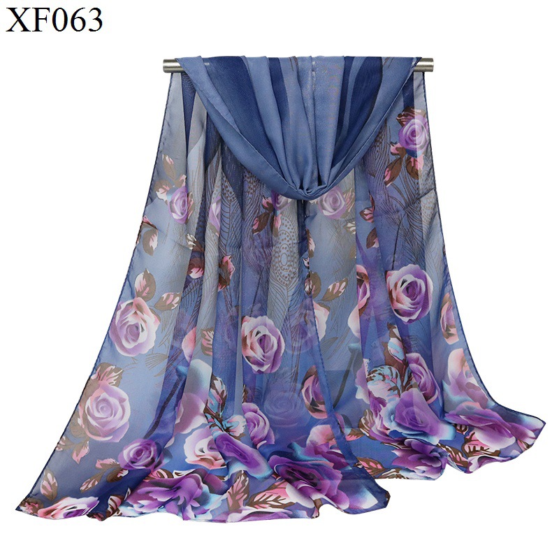 Fashion New Women's Scarf Rose Feather Sunscreen Shawl Scarf Scarf Printed Chiffon Thin Scarf