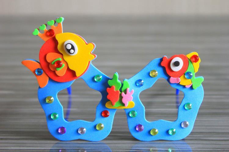 儿童eva眼镜 带钻石个性装饰 手工制作diy材料包 卡通眼镜批发