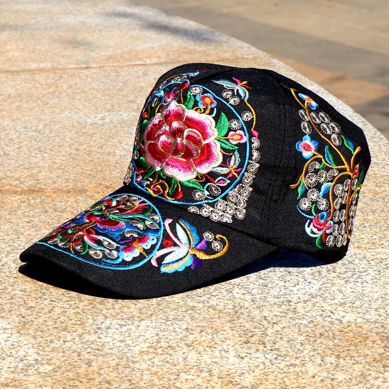 民族风刺绣女棒球帽百搭绣花帽广场舞蹈配饰旅游装饰帽子