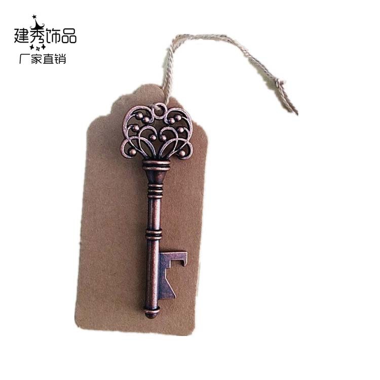 Factory Direct Supply DIY Wedding Gifts Alloy Decoration Accessories Vintage Red Copper Key Bottle Opener 50 Pcs/Set