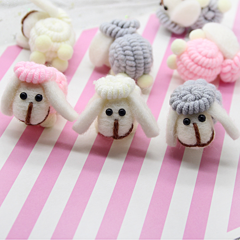 小号绵羊圣诞节装饰挂件手工圈圈羊 diy发饰配件羊毛毡戳戳乐成品