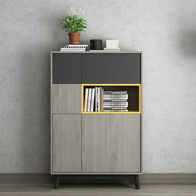 北欧现代餐边柜客厅组装免拉手门回反弹抽屉储物柜简易收纳柜碗柜