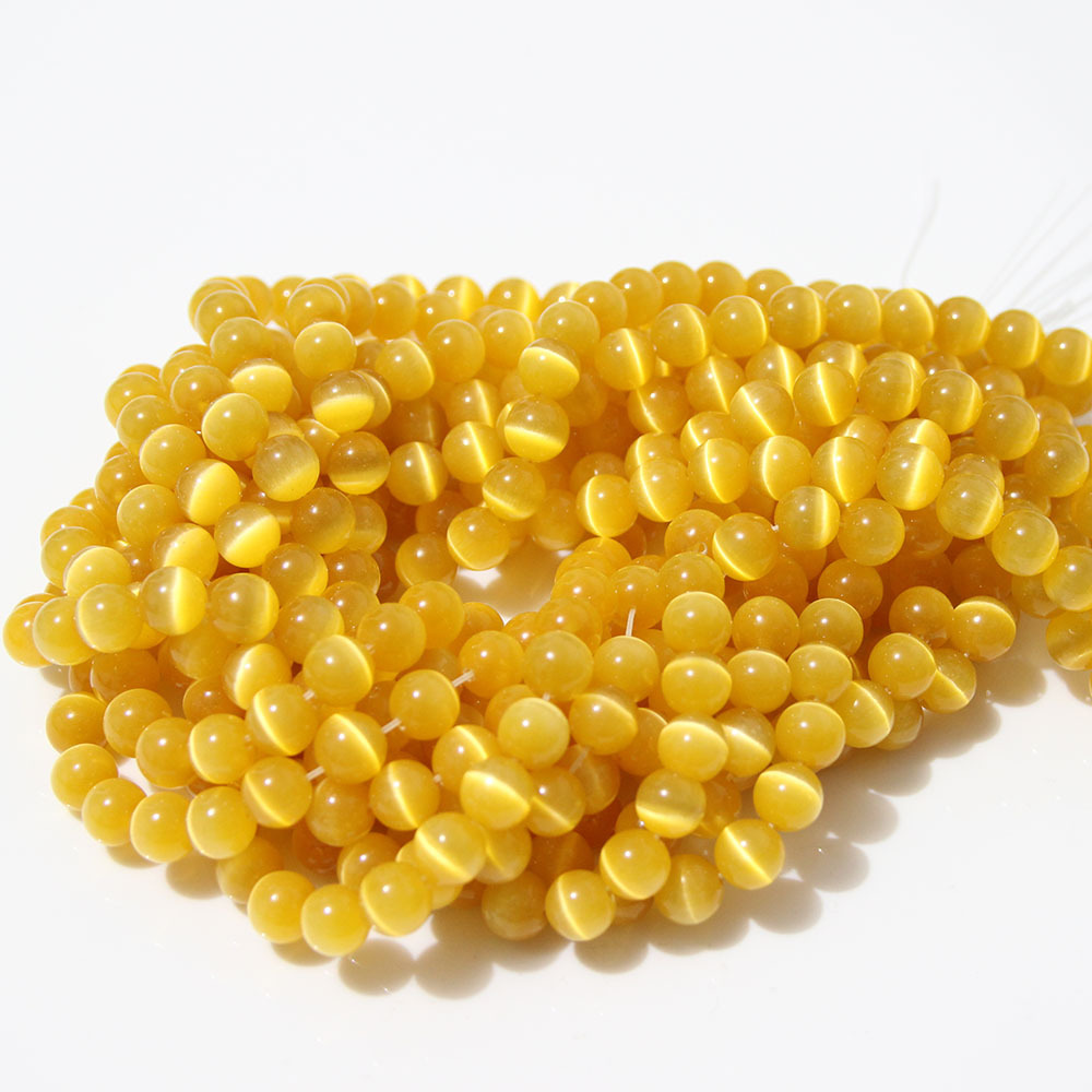 亚马逊外贸饰品水晶6毫米圆形绿色猫眼珠子15英寸珠宝手工diy珠子