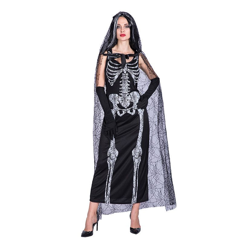 Halloween Party Carnival Cosplay Costume Black Veil Skull Spiritual Love Zombie Clothing Spot Wholesale Price Excellent