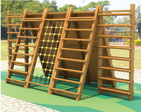 儿童户外木质攀爬架幼儿园室外大型攀爬墙广场黄花梨实木玩具