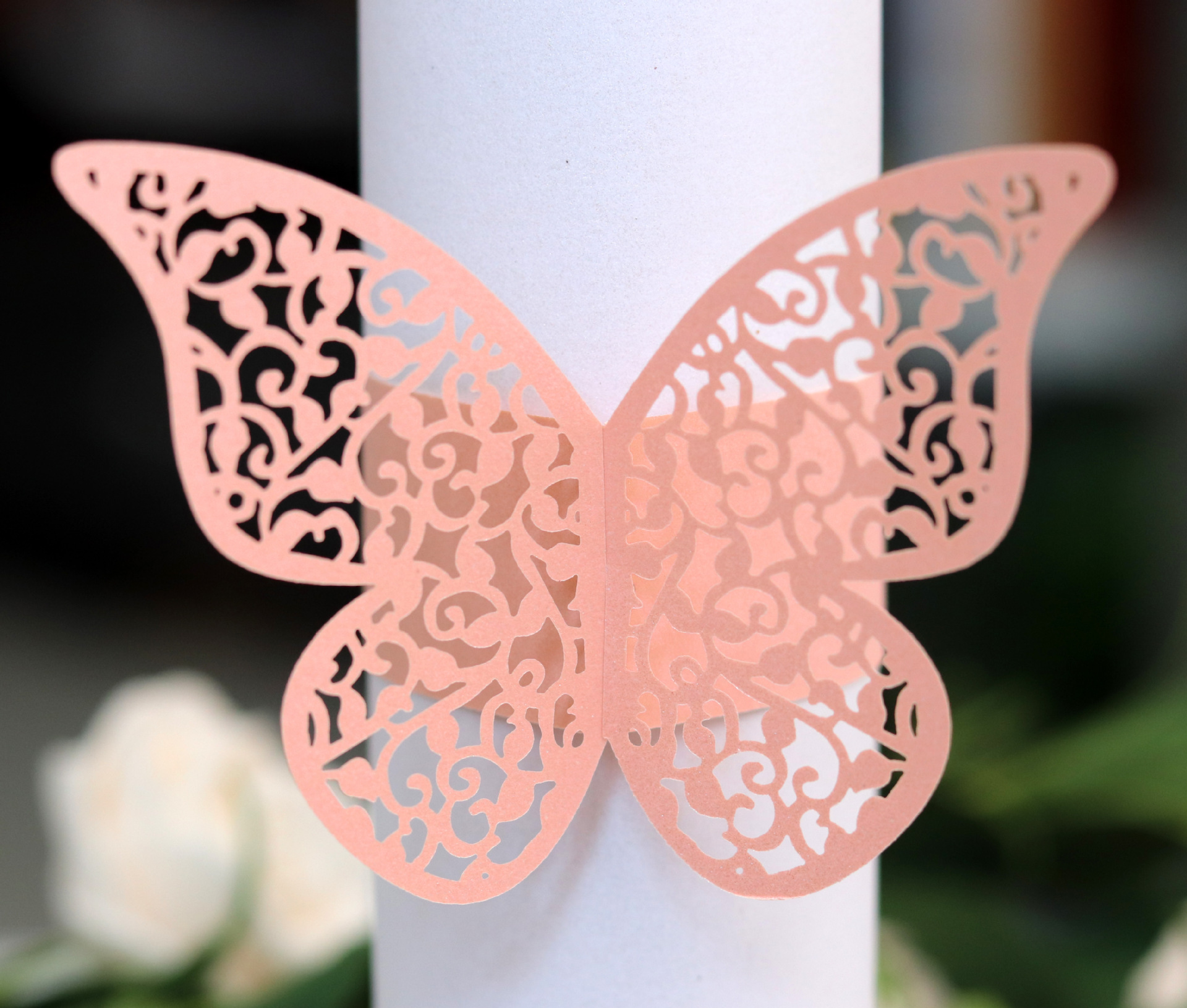 西餐厅纸环 蝴蝶毛巾扣 银色餐巾环 激光镂空纸扣圈 餐巾扣批发