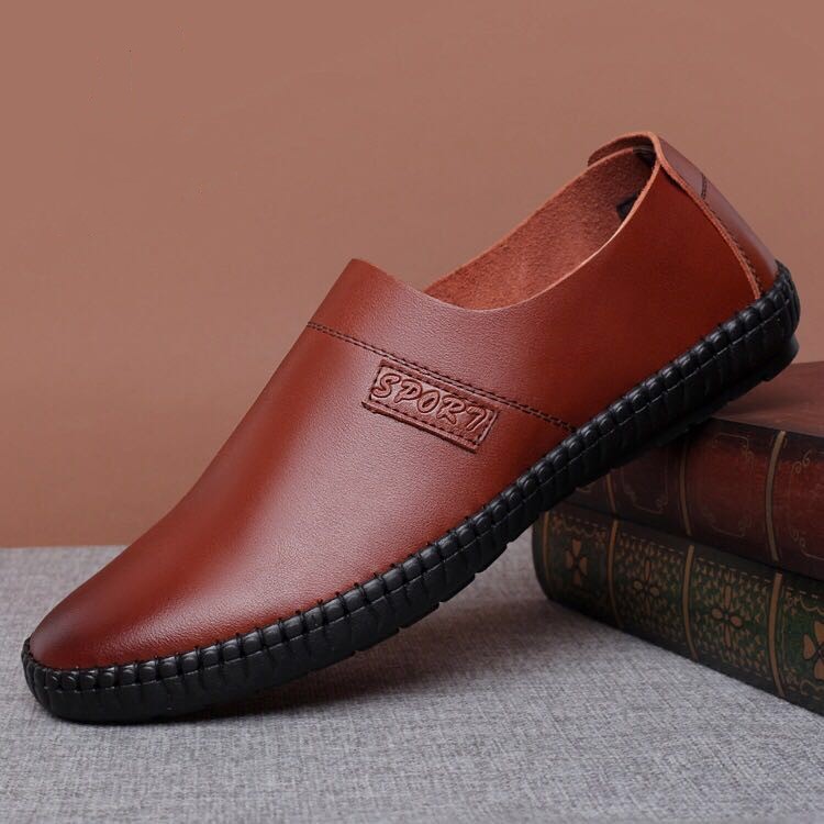 2023 Spring New British Leather Shoes Men's Peas Shoes Casual Shoes All-Matching Soft Bottom Driving Shoes One Piece Dropshipping