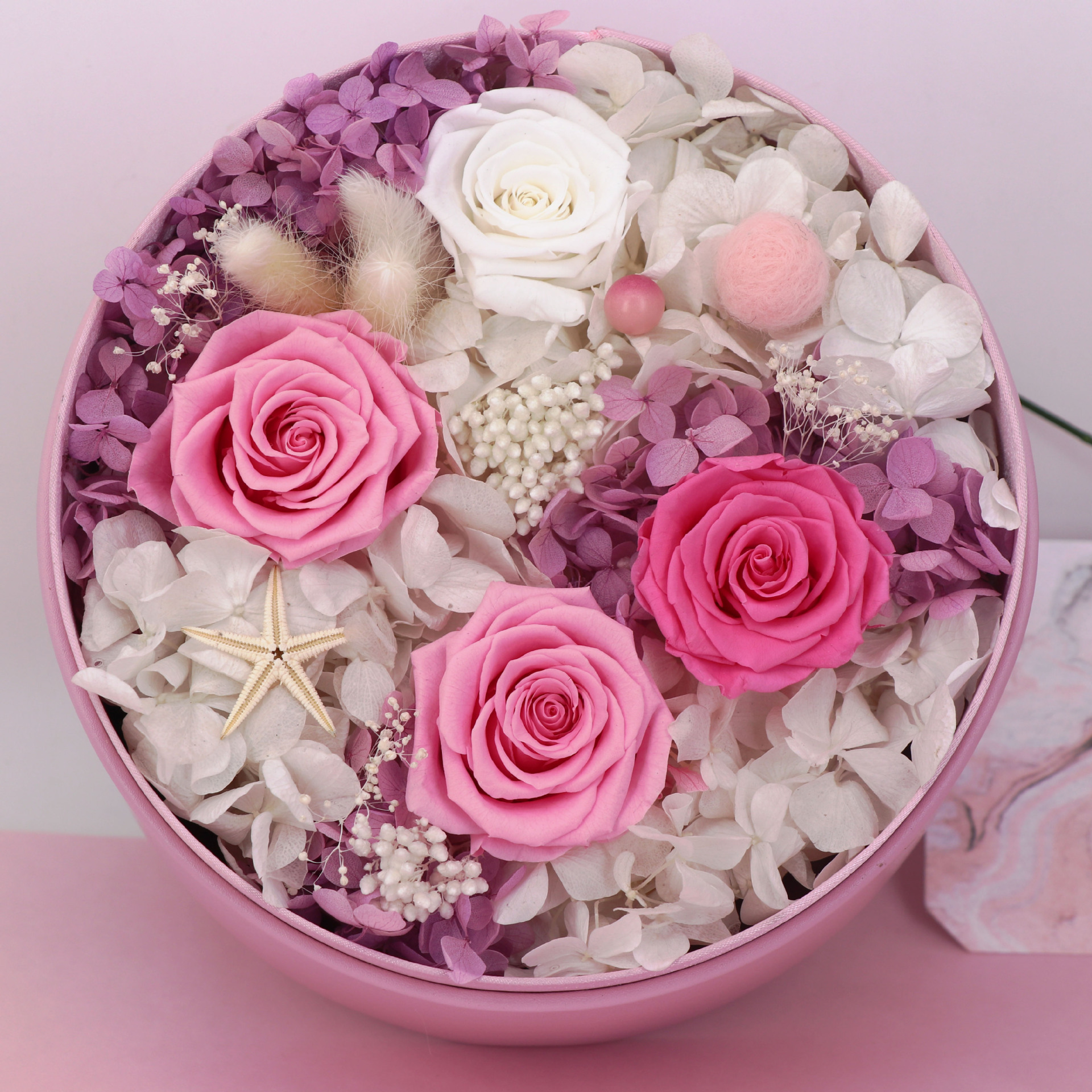 永生花花筒 情人节生日礼物婚庆永生玫瑰花 化妆品饰品圆筒花盒